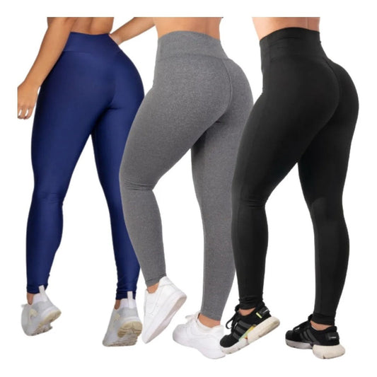 Kit 3 - Leggings Modeladora Suplex - Academia Fitness - MM166