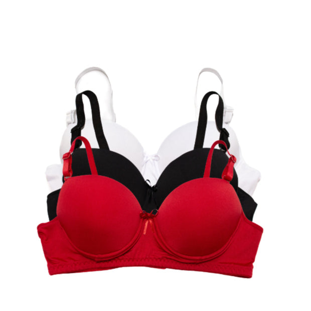 Kit 3 Sutiãs Reforçados Plus Size com Bojo e Alças Largas - MM155
