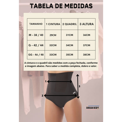 Kit 3 Calcinhas Pós-Parto - Seca Barriga com Cintura Alta MM102