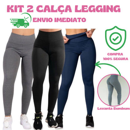 Kit 2 Leggings Modeladora Suplex - Academia Fitness - MM165